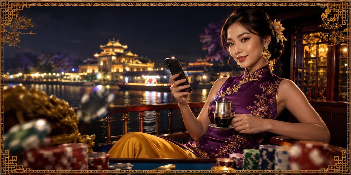 Người chơi sử dụng điện thoại tại quán cà phê ở Huế